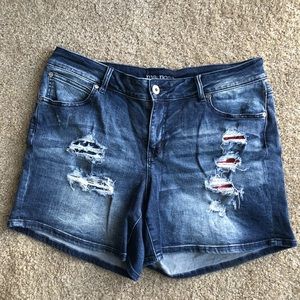 Maurices distressed Stars & Stripes shorts